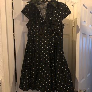 70s Collared Polka Dot Dress